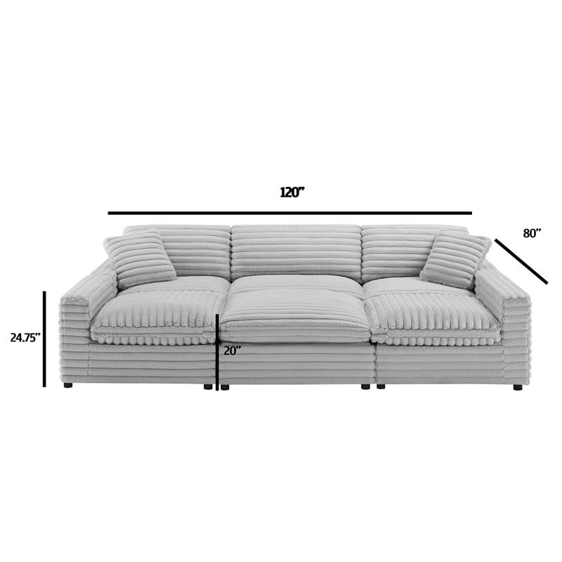 Comfort Pointe Julia 6-piece Nest Sectional in Plush Gray Cord-like Fabric