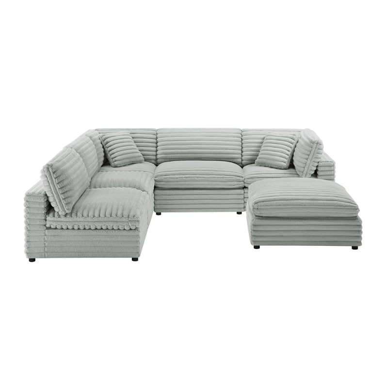 Comfort Pointe Julia 6-piece Nest Sectional in Plush Gray Cord-like Fabric