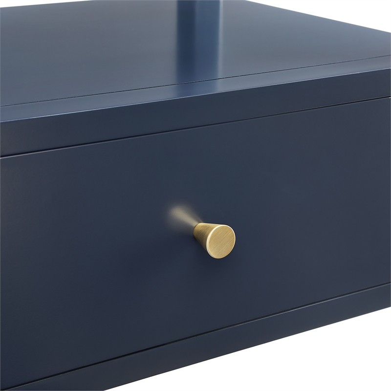 Comfort Pointe Opava Midnight Blue Wood 1-drawer Nightstand with Floating Top