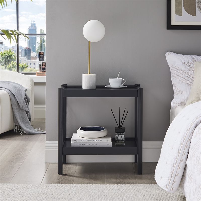 Comfort Pointe Yukon Matte Black Wood Farmhouse Style Accent Table