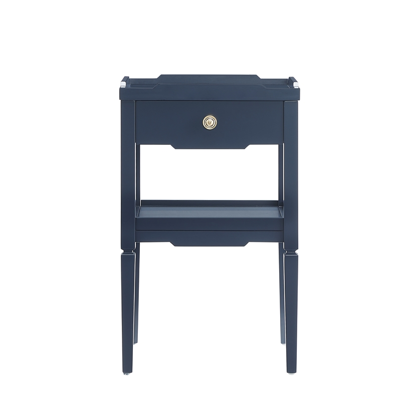Comfort Pointe Finchley Midnight Blue Wood 1-drawer Nightstand with Shelf