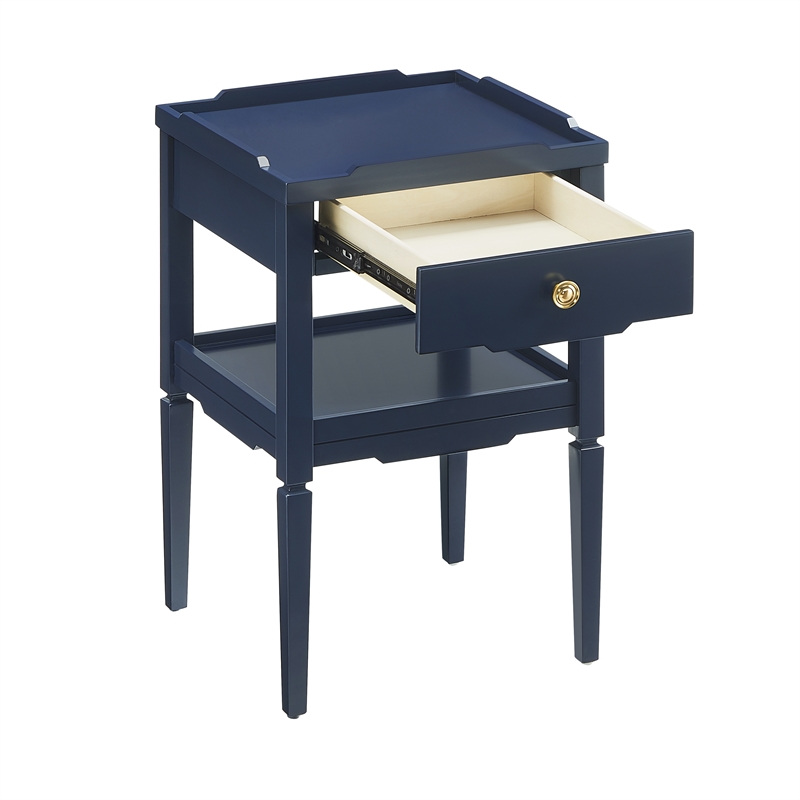 Comfort Pointe Finchley Midnight Blue Wood 1-drawer Nightstand with Shelf