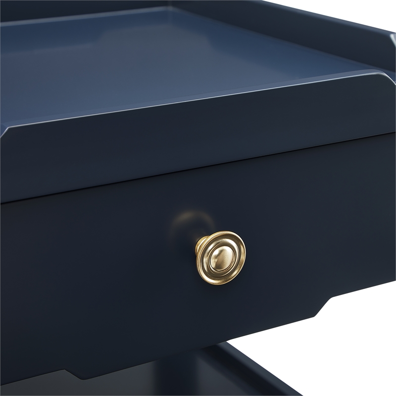 Comfort Pointe Finchley Midnight Blue Wood 1-drawer Nightstand with Shelf