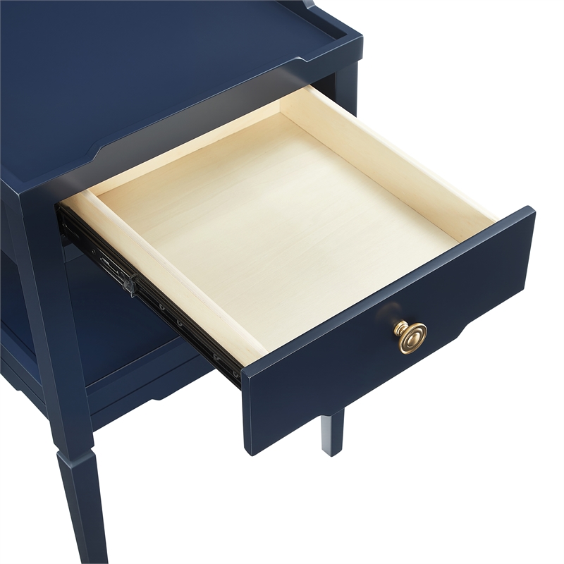 Comfort Pointe Finchley Midnight Blue Wood 1-drawer Nightstand with Shelf