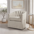 Comfort Pointe Sanibel Ivory Polyester Fabric Skirted Swivel Accent Chair