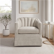 Comfort Pointe Sanibel Ivory Polyester Fabric Skirted Swivel Accent Chair