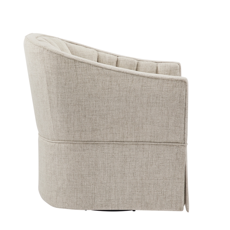 Comfort Pointe Sanibel Ivory Polyester Fabric Skirted Swivel Accent Chair