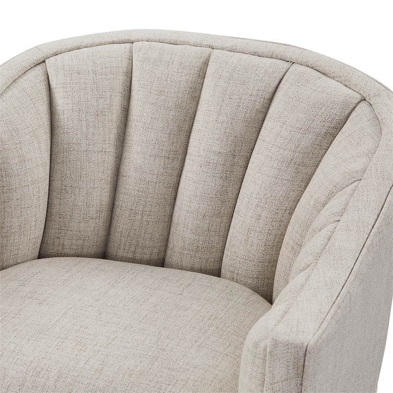 Comfort Pointe Sanibel Ivory Polyester Fabric Skirted Swivel Accent Chair