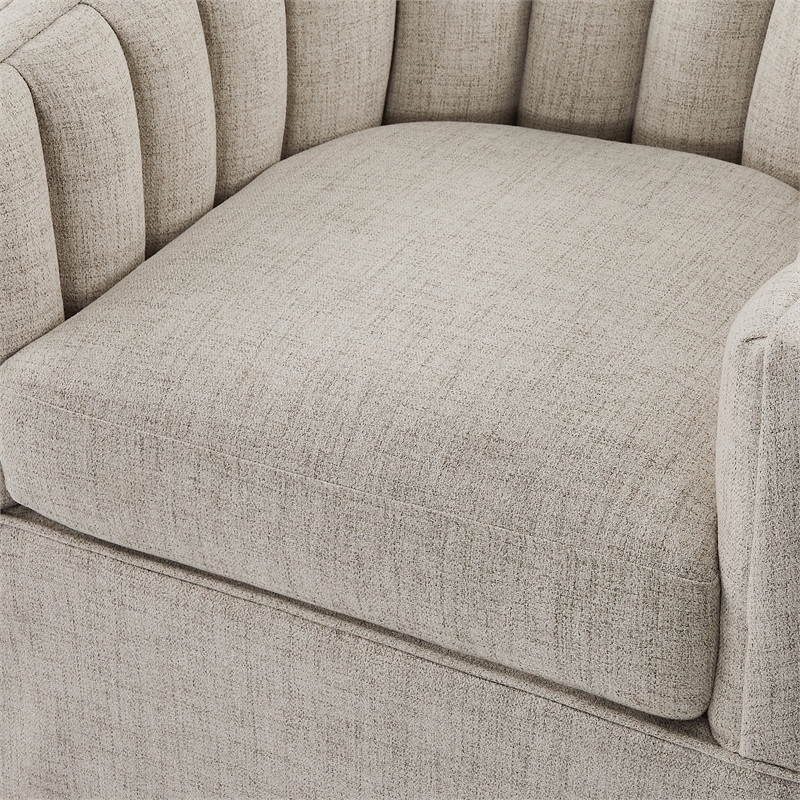 Comfort Pointe Sanibel Ivory Polyester Fabric Skirted Swivel Accent Chair