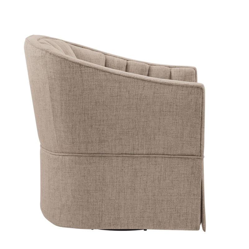 Comfort Pointe Sanibel Stone Polyester Fabric Skirted Swivel Accent Chair