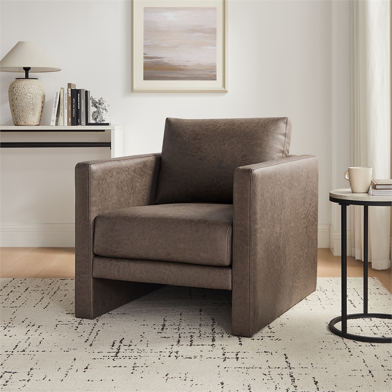 Comfort Pointe Tybee Espresso Faux Leather Modern Style Arm Chair