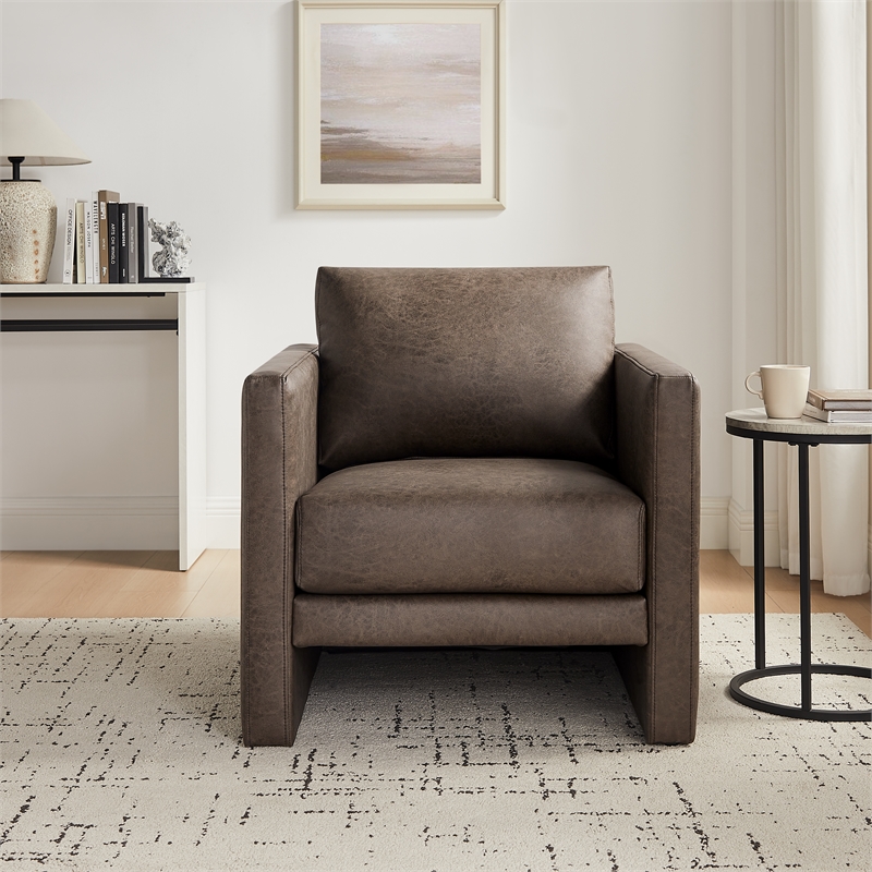 Comfort Pointe Tybee Espresso Faux Leather Modern Style Arm Chair