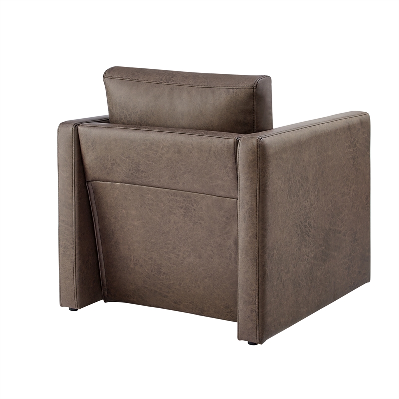 Comfort Pointe Tybee Espresso Faux Leather Modern Style Arm Chair