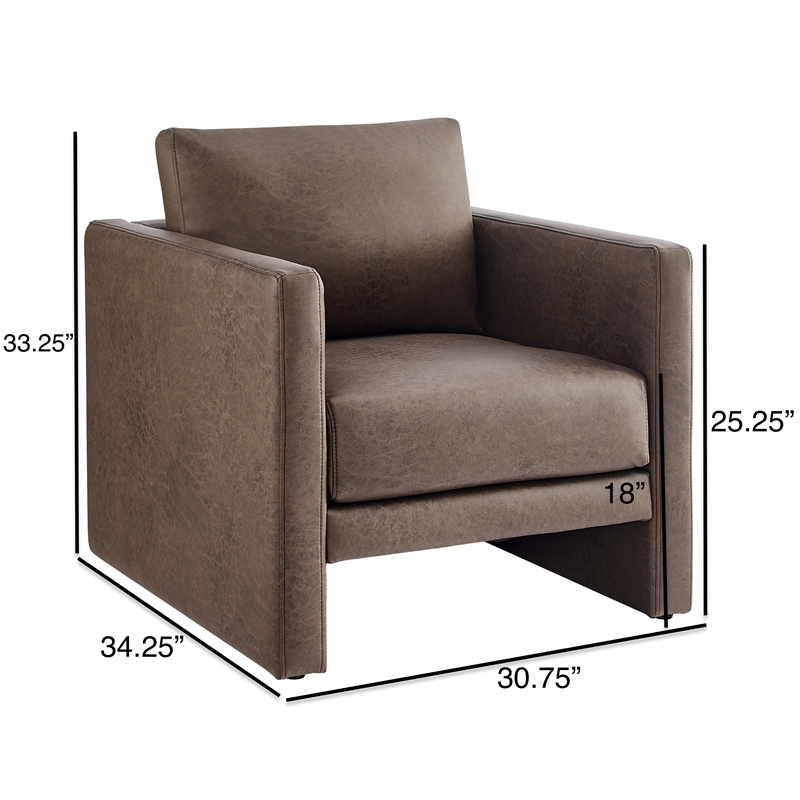 Comfort Pointe Tybee Espresso Faux Leather Modern Style Arm Chair