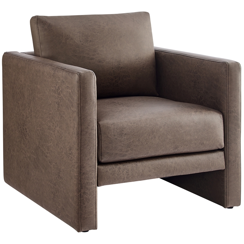 Comfort Pointe Tybee Espresso Faux Leather Modern Style Arm Chair