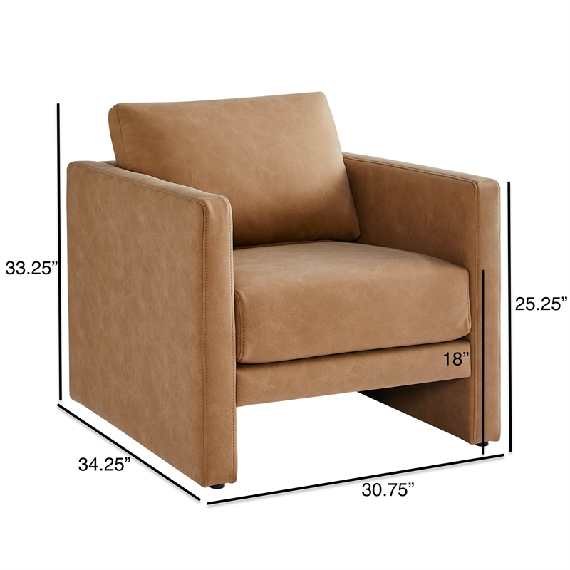 Comfort Pointe Tybee Honey Brown Faux Leather Modern Style Arm Chair