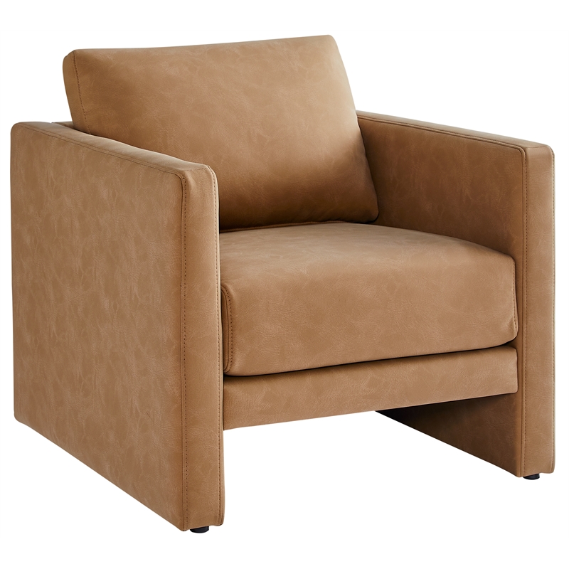 Comfort Pointe Tybee Honey Brown Faux Leather Modern Style Arm Chair