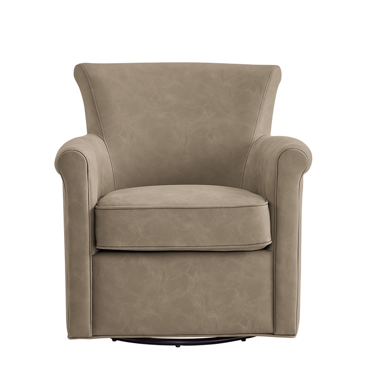 Comfort Pointe Winton Willow Taupe Faux Leather Swivel Accent Chair