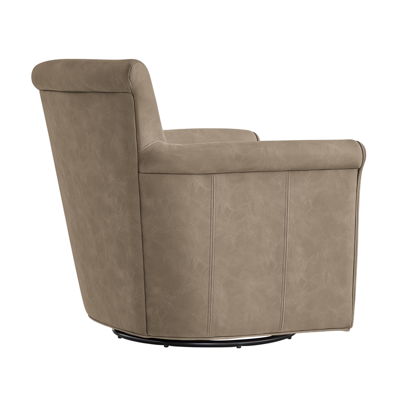 Comfort Pointe Winton Willow Taupe Faux Leather Swivel Accent Chair