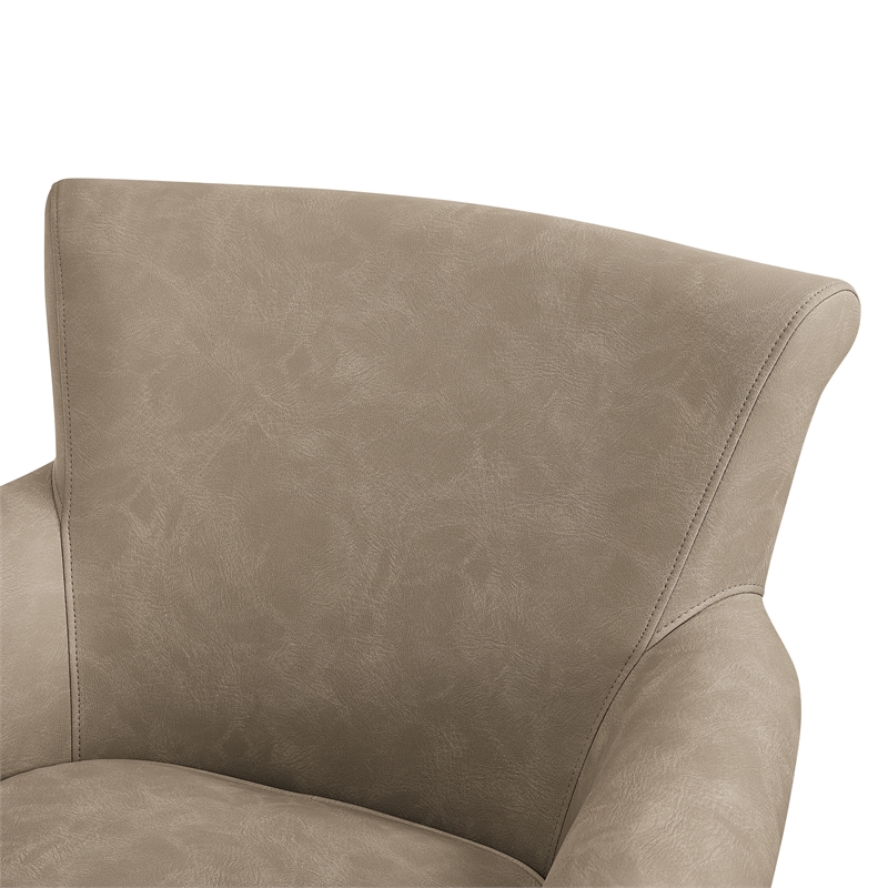 Comfort Pointe Winton Willow Taupe Faux Leather Swivel Accent Chair
