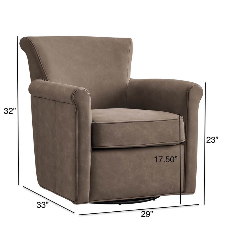 Comfort Pointe Winton Espresso Faux Leather Swivel Accent Chair