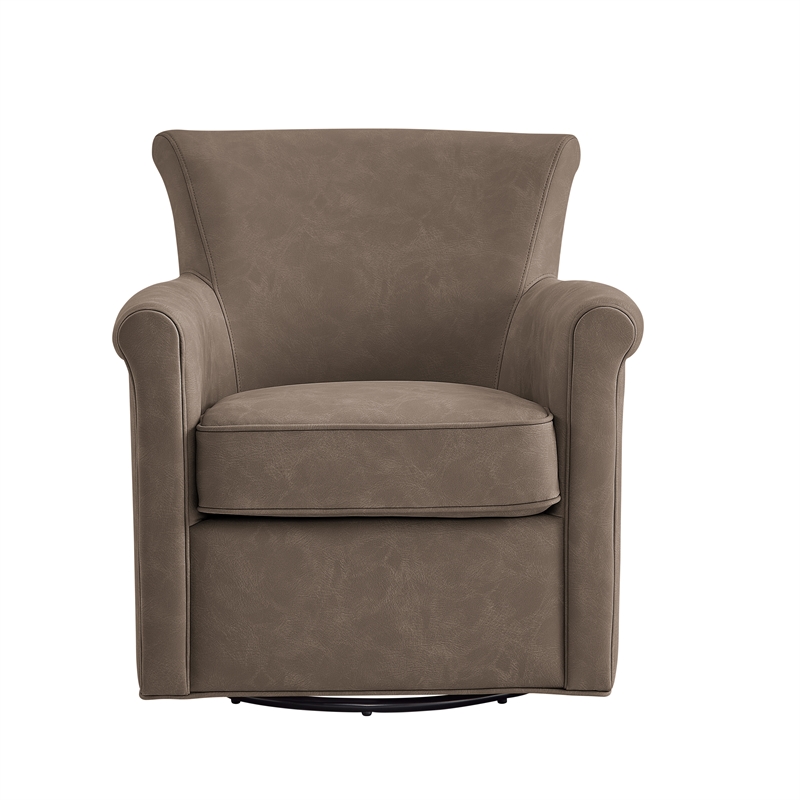 Comfort Pointe Winton Espresso Faux Leather Swivel Accent Chair
