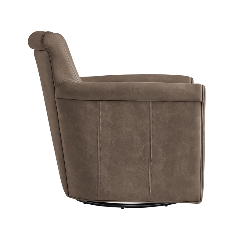 Comfort Pointe Winton Espresso Faux Leather Swivel Accent Chair