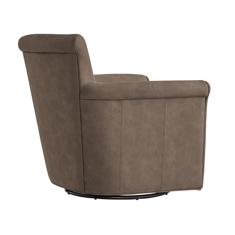 Comfort Pointe Winton Espresso Faux Leather Swivel Accent Chair