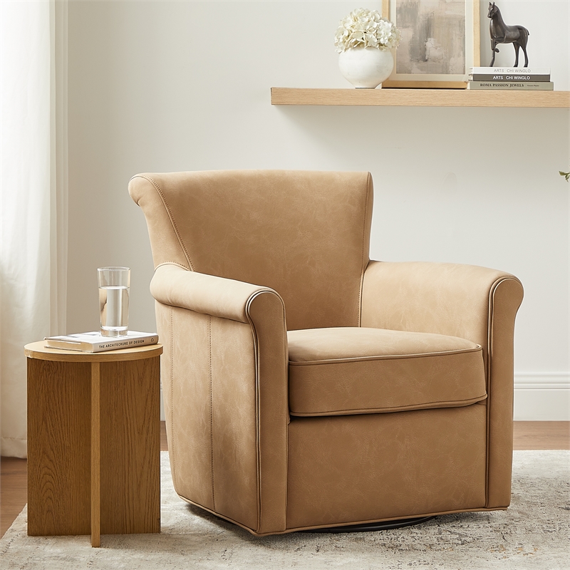 Comfort Pointe Winton Honey Brown Faux Leather Swivel Accent Chair