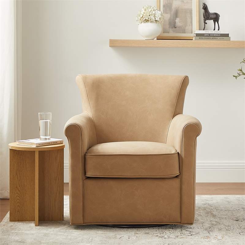 Comfort Pointe Winton Honey Brown Faux Leather Swivel Accent Chair