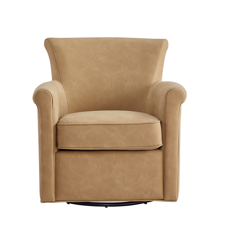 Comfort Pointe Winton Honey Brown Faux Leather Swivel Accent Chair