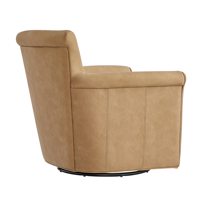 Comfort Pointe Winton Honey Brown Faux Leather Swivel Accent Chair