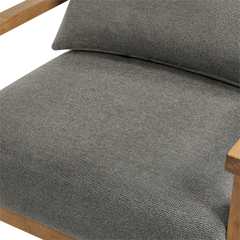 Comfort Pointe Rayn Wood Arm Charcoal Fabric Accent Chair with Lumbar Pillow