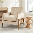 Comfort Pointe Macon Wood Arm Sand Fabric Tufted Back Accent Chair