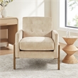 Comfort Pointe Macon Wood Arm Sand Fabric Tufted Back Accent Chair
