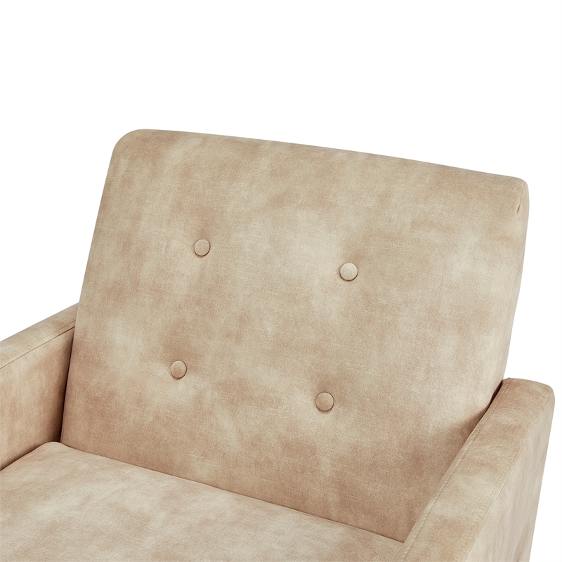 Comfort Pointe Macon Wood Arm Sand Fabric Tufted Back Accent Chair