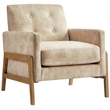 Comfort Pointe Macon Wood Arm Sand Fabric Tufted Back Accent Chair