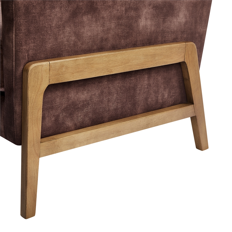 Comfort Pointe Macon Wood Arm Espresso Fabric Tufted Back Accent Chair