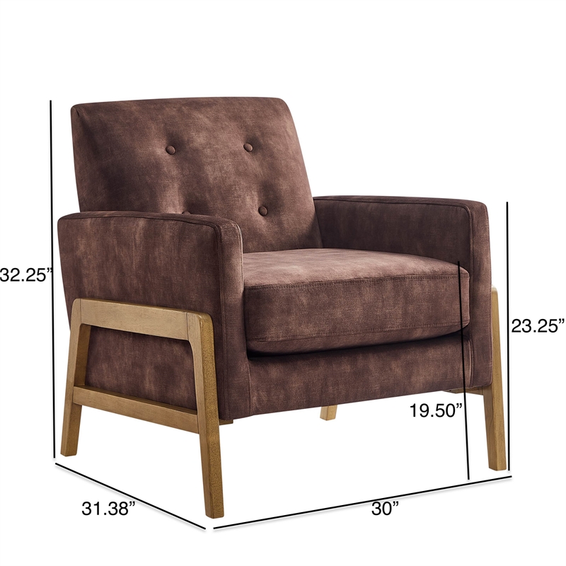 Comfort Pointe Macon Wood Arm Espresso Fabric Tufted Back Accent Chair