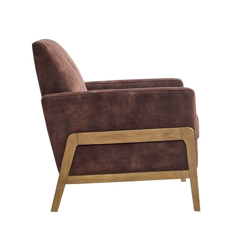 Comfort Pointe Macon Wood Arm Espresso Fabric Tufted Back Accent Chair