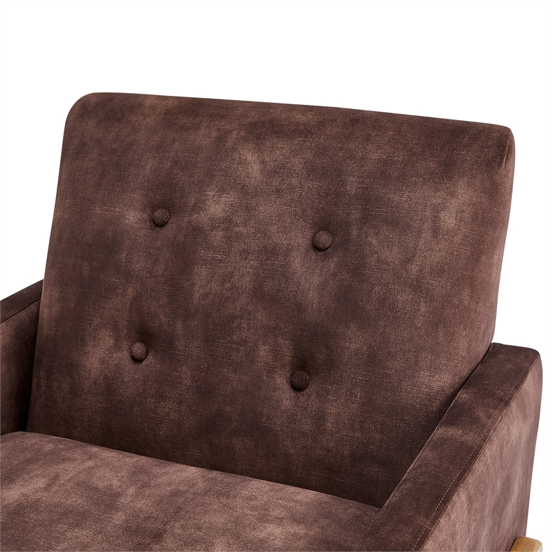Comfort Pointe Macon Wood Arm Espresso Fabric Tufted Back Accent Chair
