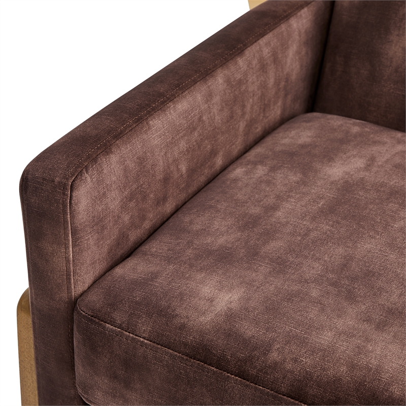Comfort Pointe Macon Wood Arm Espresso Fabric Tufted Back Accent Chair