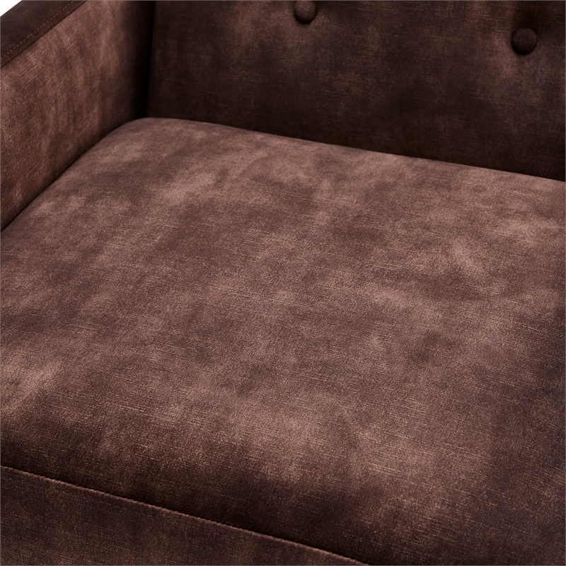 Comfort Pointe Macon Wood Arm Espresso Fabric Tufted Back Accent Chair