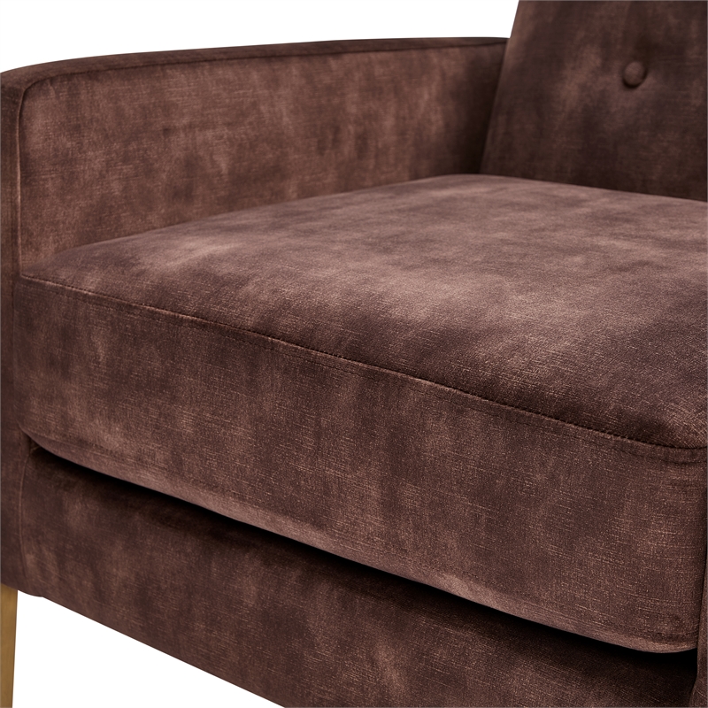Comfort Pointe Macon Wood Arm Espresso Fabric Tufted Back Accent Chair