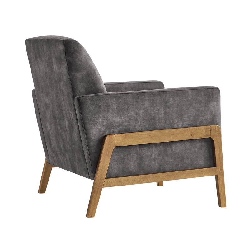 Comfort Pointe Macon Wood Arm Charcoal Fabric Tufted Back Accent Chair