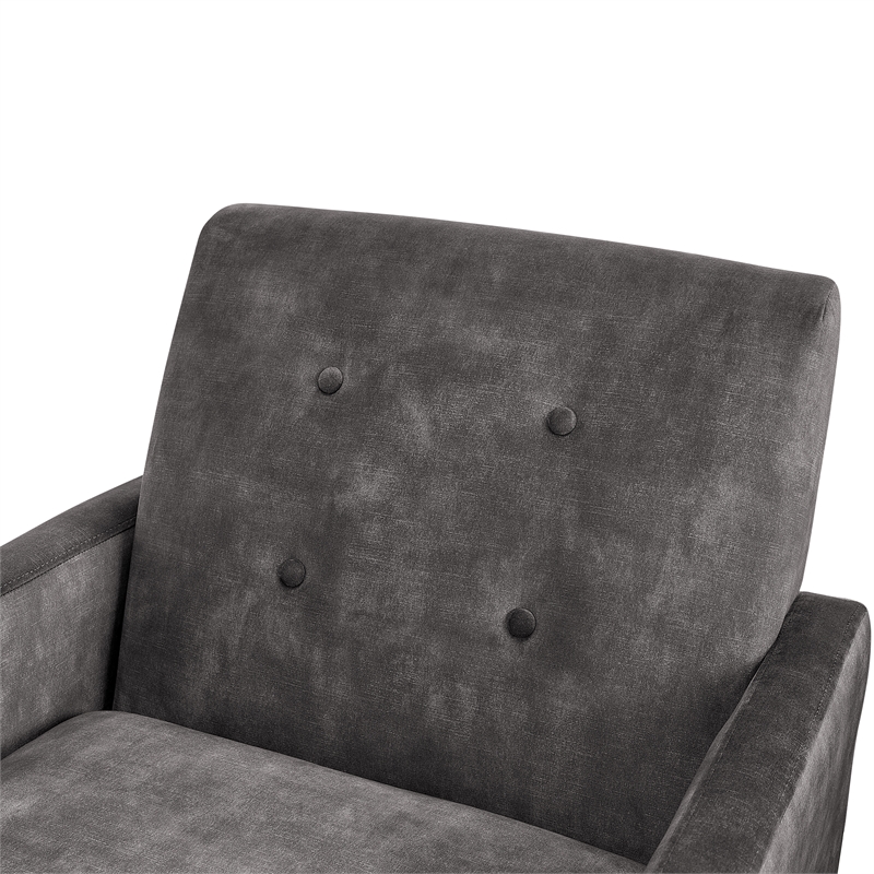 Comfort Pointe Macon Wood Arm Charcoal Fabric Tufted Back Accent Chair