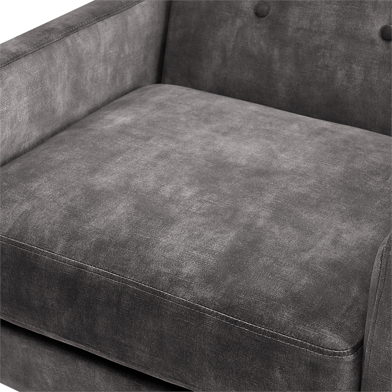 Comfort Pointe Macon Wood Arm Charcoal Fabric Tufted Back Accent Chair