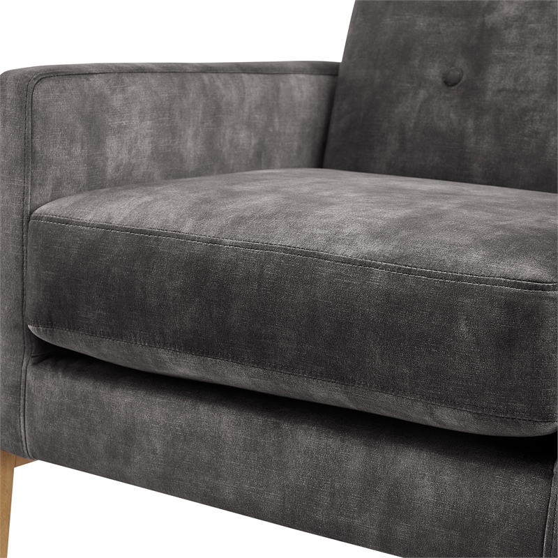 Comfort Pointe Macon Wood Arm Charcoal Fabric Tufted Back Accent Chair