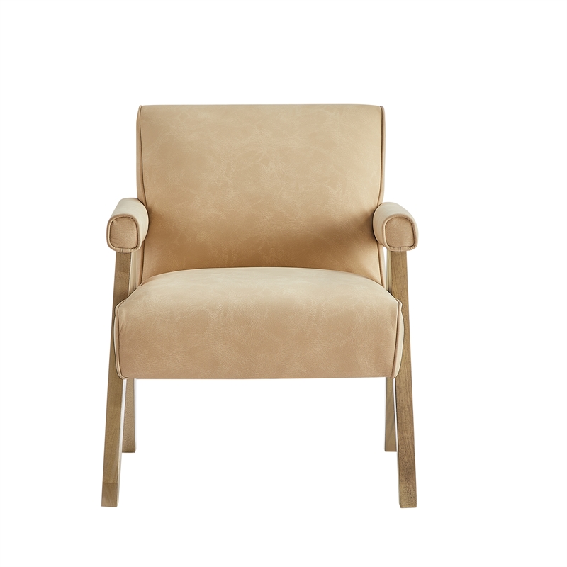 Comfort Pointe Navassa Modern Sand Faux Leather Upholstered Arm Chair
