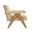Comfort Pointe Navassa Modern Sand Faux Leather Upholstered Arm Chair